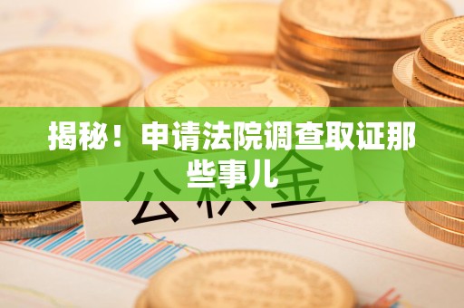 漳浦揭秘！申请法院调查取证那些事儿