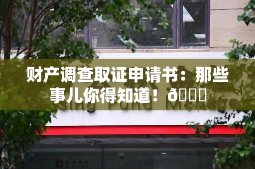 漳浦财产调查取证申请书：那些事儿你得知道！😎