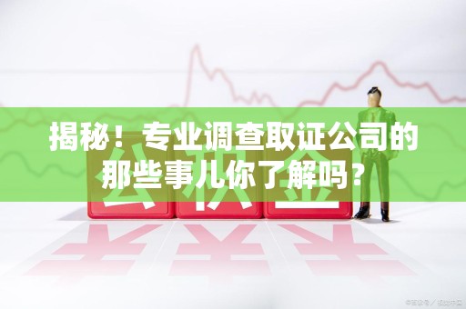 漳浦揭秘！专业调查取证公司的那些事儿你了解吗？