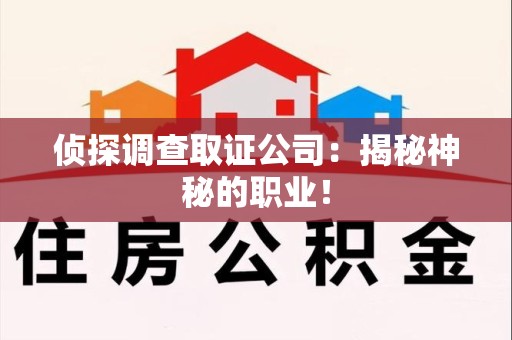 漳浦侦探调查取证公司：揭秘神秘的职业！