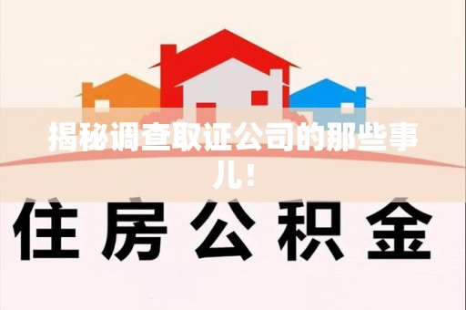 漳浦揭秘调查取证公司的那些事儿！