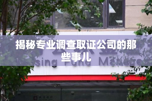 漳浦揭秘专业调查取证公司的那些事儿