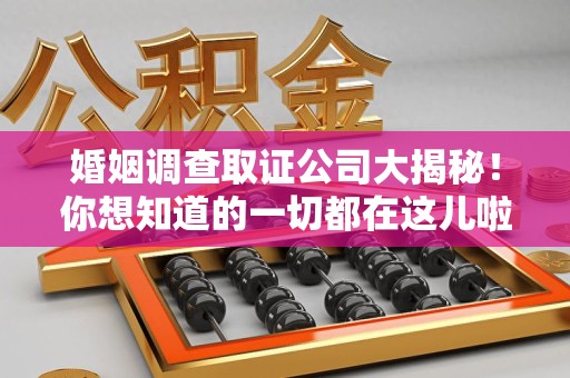 漳浦婚姻调查取证公司大揭秘！你想知道的一切都在这儿啦😉