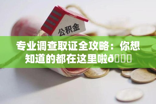 漳浦专业调查取证全攻略：你想知道的都在这里啦😉