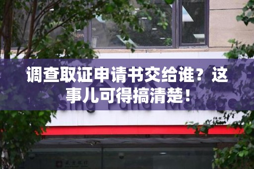 漳浦调查取证申请书交给谁？这事儿可得搞清楚！