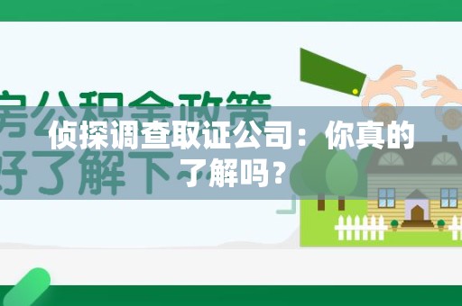 漳浦侦探调查取证公司：你真的了解吗？